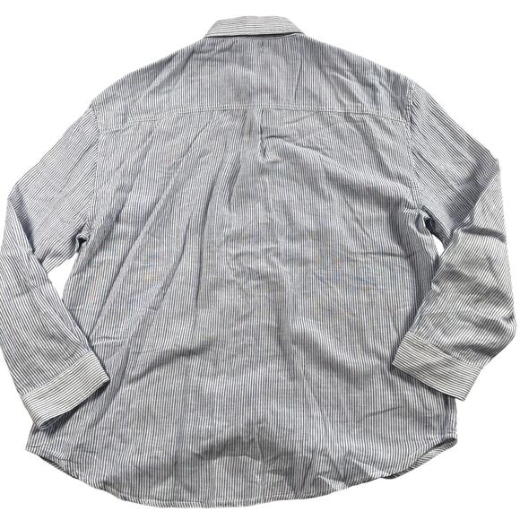 Rolla's Shirt Womens 10 Medium Blue Striped Slouchy Relaxed Button Down Cotton - Picture 5 of 16